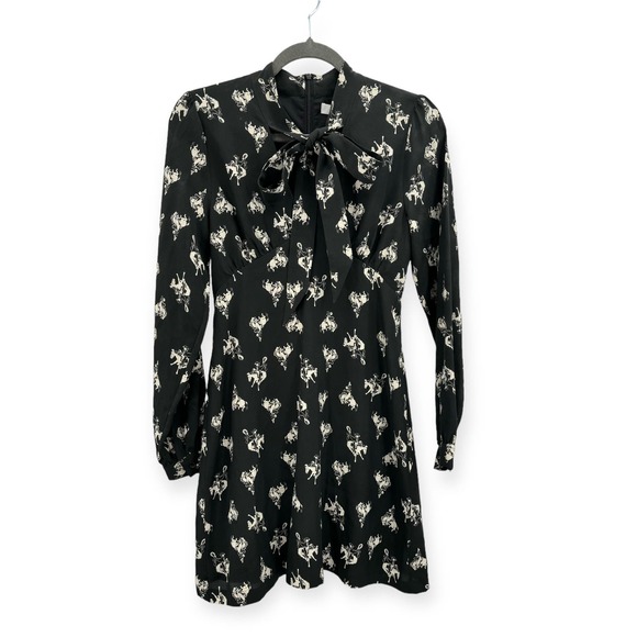 RE/DONE X Levi’s 60s Cowboy Necktie Equestrian Print Black Mini Dress Size Small - Picture 14 of 14